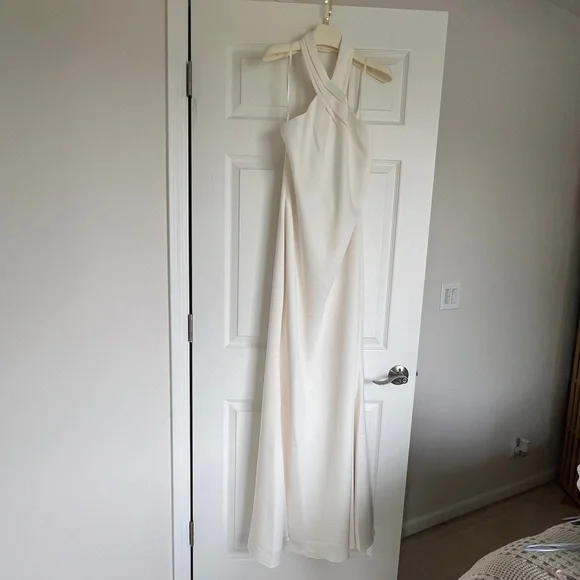 Ivory Twist Halter Satin Dress - NWT - Picture 1 of 3